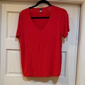 Old Navy Bright Red V-Neck Short Sleeve Tee